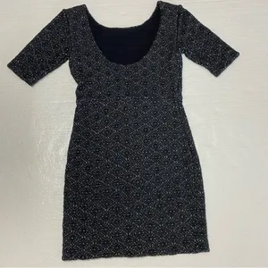 Free People Lady Pucker Scoop Back Mini Dress Womens Size XS‎ Black/White thumbnail 9