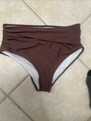 Women's Brown Twist-Front High Waist Bikini Set NWT thumbnail 6