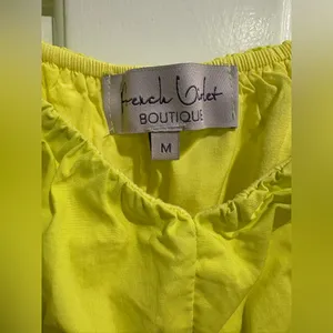 French Violet Boutique strap tiered long dress bright yellow M thumbnail 2
