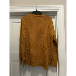 Love Hanna Pointelle Knit Sweater Women’s Size Small Mustard Yellow Gorp Nature thumbnail 5