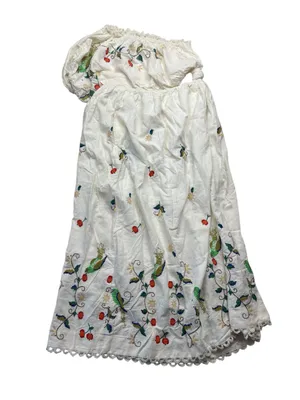 Farm Rio size XL pitanga maxi dress White Embroidered Floral Dress one shoulder thumbnail 2