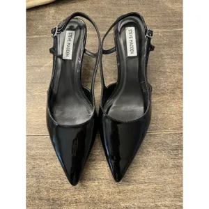 Steve Madden Legaci Pump SANDAL BLACK LEATHER Slingback Kitten Heel Size 8.5 thumbnail 2