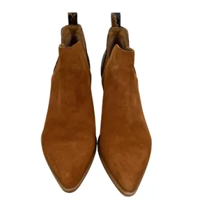 Dolce Vita Womens 9.5 Suede Snakeskin Pointed Toe Ankle Boots Cognac‎ Brown thumbnail 2