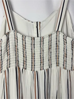 Velvet Heart White Brown & Black Stripe Button Front Midi Dress M thumbnail 4