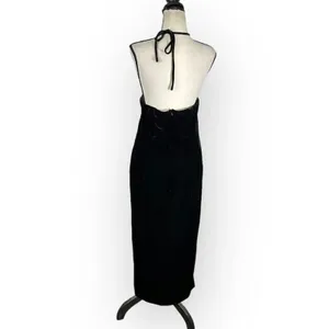 Bardot Alisa Midi Velour Dress Women's 12 Black Halter Knee Length Sleeveless thumbnail 5