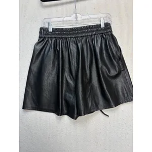 Good American Faux Leather Shorts Women 3 Black Elastic Waist Drawstring Pockets thumbnail 5