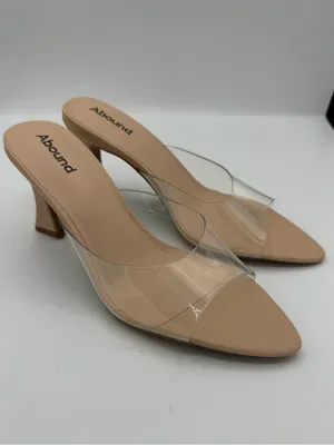 Abound Heels Women 7.5 Tan Good Clear PVC Strap Sculpted Block Heel Pointed Toe thumbnail 2