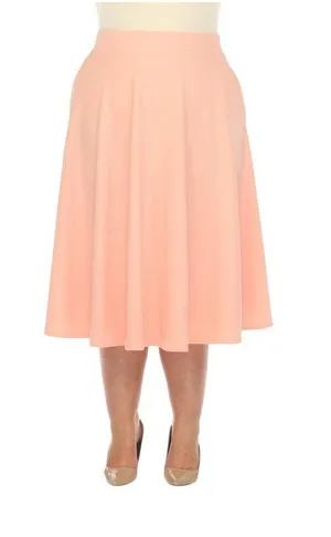 NWT White Mark Fit & Flare Midi Skirt with Pockets PS709 Peach Orange 2X thumbnail 1