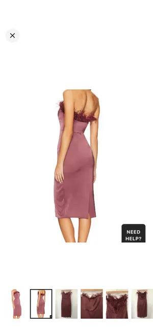 LPA Strapless Feather-Trim Midi Dress thumbnail 2