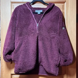 Ariat Womens Maroon Berber Sherpa Hoodie Sweatshirt Jacket Size Medium Cozy Warm thumbnail 4