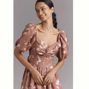 Anthropologie En Saison Monet Puff-Sleeve Square-Neck Midi Dress thumbnail 3