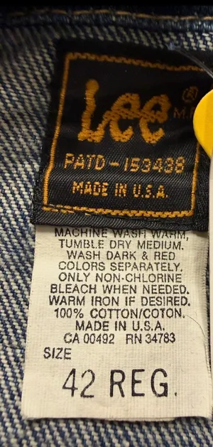 Men's Vintage Lee Denim Trucker Jean Jacket USA Made Size 42R Very Clean thumbnail 6