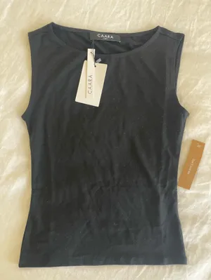 NWT CAARA sculpting muscle tank top size XS Black Modal Few Moda thumbnail 2