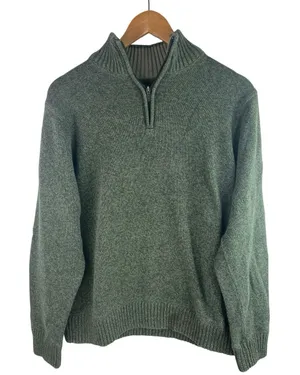 Eddie Bauer Women's Green 1/4 Zip Turtleneck Long Sleeve Pullover Sweater Top L thumbnail 1