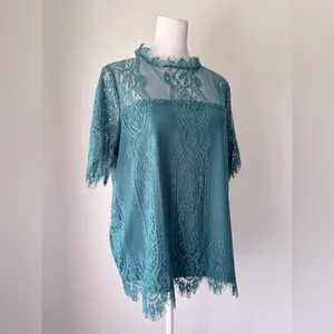 Eyeshadow Teal Short Sleeve Blouse thumbnail 3