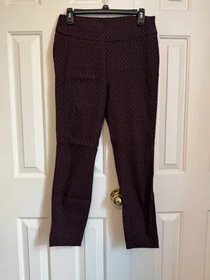 7th Avenue New York & Company Women's Black and Maroon Patterned Pants thumbnail 2