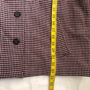 2000s Y2K Vintage Purple white checkered plaid gingham button-up blazer preppy old money retro jacket #coquette #twee Size L, measurements in pics thumbnail 7
