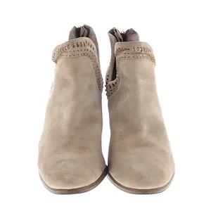 Vince Camuto Beige Suede Perforated Ankle Booties Block Heel Size 10 thumbnail 2