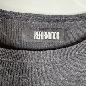 Reformation Black Ribbed Short Sleeve Shirt Size Small‎ thumbnail 3