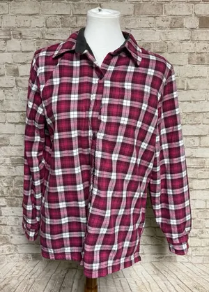 LL Bean Shacket Womens M‎ Plaid Fleece Lined Button Up Flannel Camp Outdoors thumbnail 1