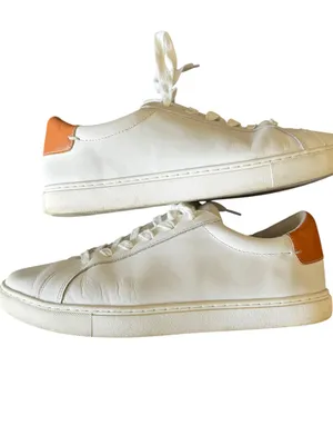 J.McLaughlin - Angelique White Leather Lace-Up Sneakers Tan Accent Sz 9M thumbnail 6