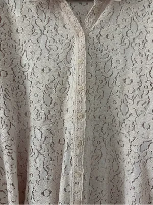 Free People Heather Lace Boho Romantic Long Sleeve Tunic Champagne Dream M thumbnail 5