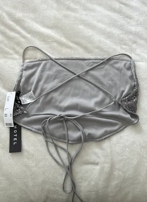 Motel Sequin Backless Crop Top thumbnail 2