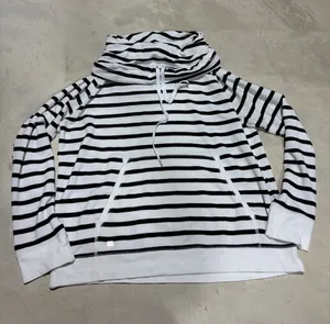 Lauren Ralph Lauren Striped Black & White funnel neck Pullover Sweatshirt large thumbnail 1
