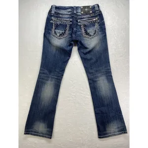 Miss Me Jeans Womens Size 27 boot cut blue Denim zippered rhinestone‎ Pockets thumbnail 11