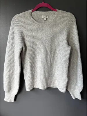 J.Crew Extra-Soft Gray Ribbed Sweater Size Small thumbnail 1