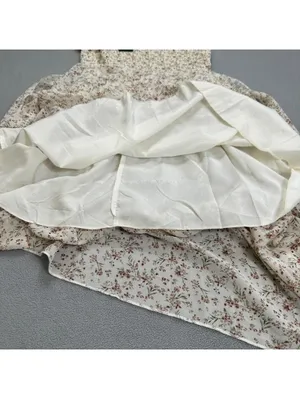 S.DEER Floral Smocked Maxi Dress Women’s Small NWT Cream Cottagecore Ruffle thumbnail 7