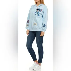 Disney Stitch Women’s Blue Full Zip Character Sweatshirt Hoodie medium size thumbnail 10