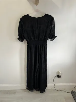 Anthropologie Hutch Black Burnout Wide Leg Jumpsuit thumbnail 6
