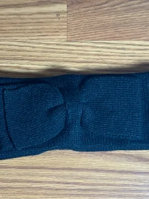 kate spade navy knit headband with logo tag thumbnail 2