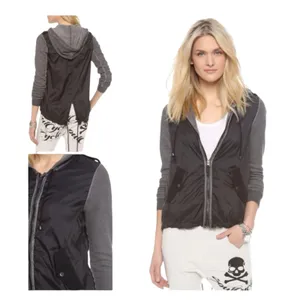 Free People Black Grey Hooded Zip Up Jacket Size Small thumbnail 5