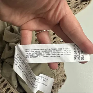 Zara Classic Open Knit Boho Crochet Lined Midi Length Dress in Tan Size Medium thumbnail 9