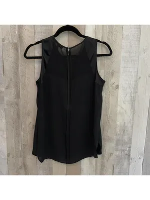 Chic Banana Republic Women's XS Semi Sheer Elegant Black Sleeveless Top thumbnail 3