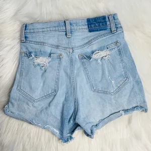 Abercrombie Light Wash Distressed High Rise Festival Denim Cut Offs thumbnail 4