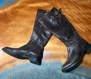Ecco Hobart tall leather brown buckle boots size 38 thumbnail 1