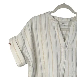 Madewell Lakeline Popover Shirt Schulner‎ Stripe Coastal 100% Cotton Womens XS thumbnail 3