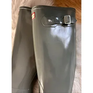 Hunter Original Tall Gloss Women's Rain Boots Gray size 8 thumbnail 7