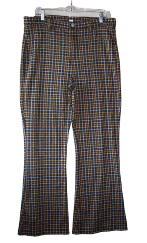 American Eagle Plaid Pants Women 16 Regular Multi Color Excellent Flare Leg thumbnail 1