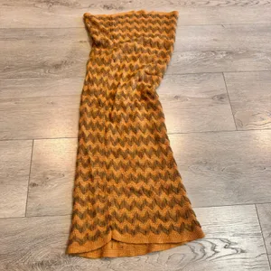 Cozy Chevron Knit Infinity Scarf Mustard Brown Acrylic Warm Winter Accessory‎ thumbnail 2