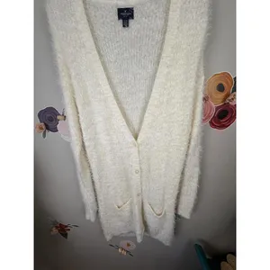 American Eagle Creamy Ivory Longline Tunic Cardigan Sweater - Size - Medium thumbnail 3