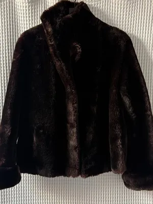 Vintage retro '50s-style chocolate brown soft warm mouton fur womens jacket READ thumbnail 1