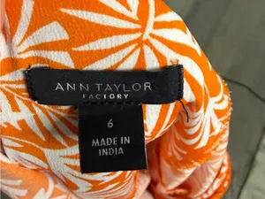 Ann Taylor Factory Orange Tropical Print Maxi Dress Size 6 thumbnail 7
