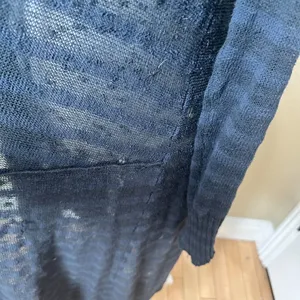 FREE PEOPLE Sheer Stripe Duster Long Line Open Cardigan Sweater - medium thumbnail 4