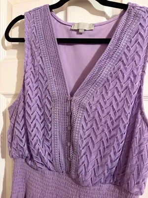 J Gee Lilac Tiered Midi Dress with Crochet Detail and Smocked Waist Size 2X HOM thumbnail 2