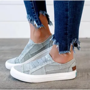 Blowfish Malibu Play Sneaker Women 8 Grey Beachy Distressed Canvas Slip On Shoes thumbnail 1