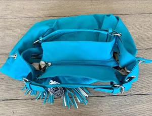 NWT Yoki Teal Vegan Leather Tassel 2-Way Slouchy Shoulder Bag thumbnail 6